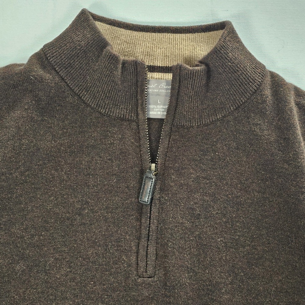 Daniel Cremieux Signature Collection Brown Supima Cotton 1/4 Zip Sweater Vest L